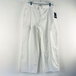 Nautica Cargo Pants Womens Size 12 White Wide‎ Leg Baggy Ladies Casual
